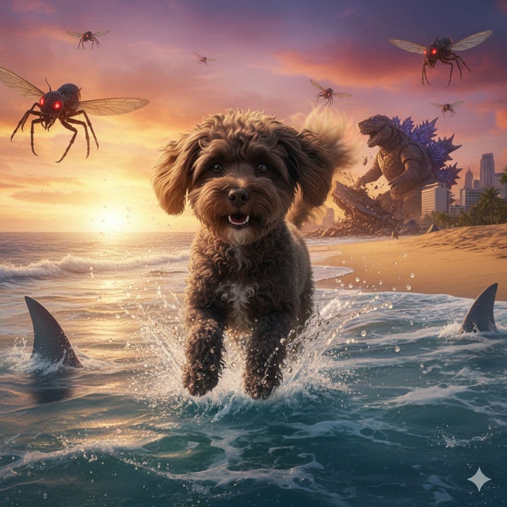 AI-generated image of Cork the dog — after several rounds of specific instructions