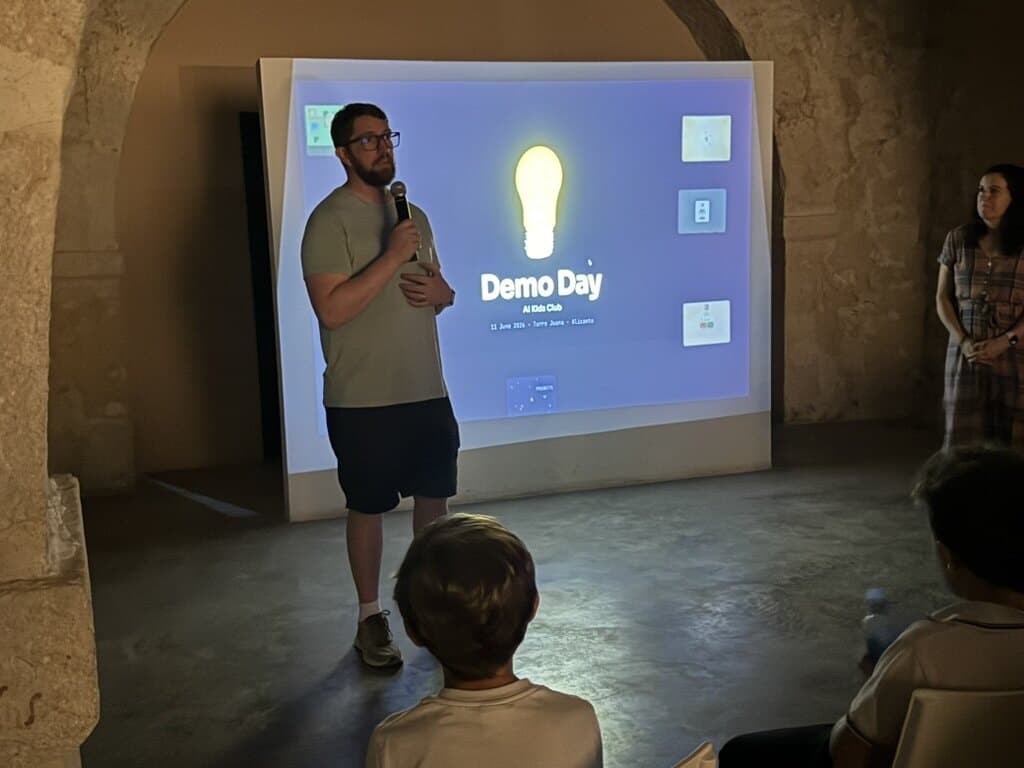 Brian opening Demo Day in front of families at Torre Juana