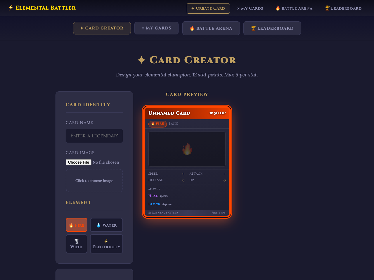 Elemental Card Battle preview